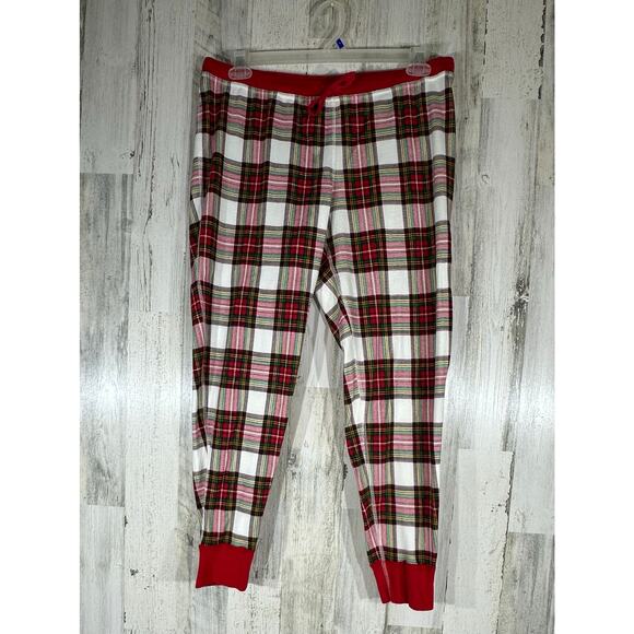 Hanna Anderson Pajama Jogger Pants Size XL Red Plaid Organic Cotton Drawstring - Picture 1 of 8